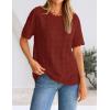 ZESICA Women’s Crochet Short Sleeve Sweaters 2026 Summer Casual Crewneck Hollow Out Tops Beach Vacation Shirts Outfits(Wine)
