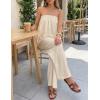 ZESICA Women’s Summer 2 Piece Sets 2026 Spring Casual Strapless Tube Top Wide Leg Pants Ruffle Beach Vacation Outfits(Apricot)
