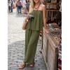 ZESICA Women’s Summer 2 Piece Sets 2026 Spring Casual Strapless Tube Top Wide Leg Pants Ruffle Beach Vacation Outfits(Armygreen)