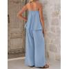 ZESICA Women’s Summer 2 Piece Sets 2026 Spring Casual Strapless Tube Top Wide Leg Pants Ruffle Beach Vacation Outfits(Blue)
