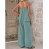 ZESICA Women’s Summer 2 Piece Sets 2026 Spring Casual Strapless Tube Top Wide Leg Pants Ruffle Beach Vacation Outfits(Sage)