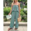 ZESICA Women’s Summer 2 Piece Sets 2026 Spring Casual Strapless Tube Top Wide Leg Pants Ruffle Beach Vacation Outfits(Sage)