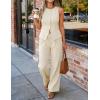ZESICA Women’s Summer 2 Piece Suit Sets 2026 Sleeveless Blazer Vest Wide Leg Pants Business Casual Outfits Work Clothes(Apricot)