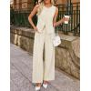 ZESICA Women’s Summer 2 Piece Suit Sets 2026 Sleeveless Blazer Vest Wide Leg Pants Business Casual Outfits Work Clothes(Apricot)