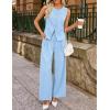 ZESICA Women’s Summer 2 Piece Suit Sets 2026 Sleeveless Blazer Vest Wide Leg Pants Business Casual Outfits Work Clothes(Blue)