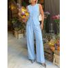 ZESICA Women’s Summer 2 Piece Suit Sets 2026 Sleeveless Blazer Vest Wide Leg Pants Business Casual Outfits Work Clothes(Blue)