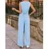 ZESICA Women’s Summer 2 Piece Suit Sets 2026 Sleeveless Blazer Vest Wide Leg Pants Business Casual Outfits Work Clothes(Blue)