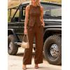 ZESICA Women’s Summer 2 Piece Suit Sets 2026 Sleeveless Blazer Vest Wide Leg Pants Business Casual Outfits Work Clothes(Brown)