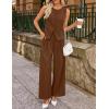 ZESICA Women’s Summer 2 Piece Suit Sets 2026 Sleeveless Blazer Vest Wide Leg Pants Business Casual Outfits Work Clothes(Brown)