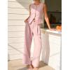 ZESICA Women’s Summer 2 Piece Suit Sets 2026 Sleeveless Blazer Vest Wide Leg Pants Business Casual Outfits Work Clothes(Pink)