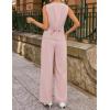 ZESICA Women’s Summer 2 Piece Suit Sets 2026 Sleeveless Blazer Vest Wide Leg Pants Business Casual Outfits Work Clothes(Pink)