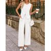 ZESICA Women’s Summer 2 Piece Suit Sets 2026 Sleeveless Blazer Vest Wide Leg Pants Business Casual Outfits Work Clothes(White)