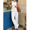 ZESICA Women’s Summer 2 Piece Suit Sets 2026 Sleeveless Blazer Vest Wide Leg Pants Business Casual Outfits Work Clothes(White)