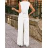 ZESICA Women’s Summer 2 Piece Suit Sets 2026 Sleeveless Blazer Vest Wide Leg Pants Business Casual Outfits Work Clothes(White)