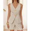 ZESICA Women’s Summer Casual 2 Piece Short Sets 2026 Button Suit Vest Tops Shorts Dressy Business Work Outfits(Apricot)