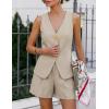 ZESICA Women’s Summer Casual 2 Piece Short Sets 2026 Button Suit Vest Tops Shorts Dressy Business Work Outfits(Apricot)