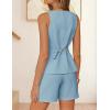 ZESICA Women’s Summer Casual 2 Piece Short Sets 2026 Button Suit Vest Tops Shorts Dressy Business Work Outfits(Blue)