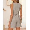 ZESICA Women’s Summer Casual 2 Piece Short Sets 2026 Button Suit Vest Tops Shorts Dressy Business Work Outfits(Khaki)