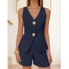 ZESICA Women’s Summer Casual 2 Piece Short Sets 2026 Button Suit Vest Tops Shorts Dressy Business Work Outfits(Navy)