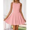 ZESICA Womens Summer Cocktail Party Mini Dress 2026 Spring Elegant Sleeveless Crewneck A-Line Short Date Night Prom Dresses(Pink)