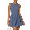 ZESICA Womens Summer Cocktail Party Mini Dress 2026 Spring Elegant Sleeveless Crewneck A-Line Short Date Night Prom Dresses(Dusty Blue)