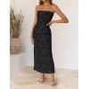 ZESICA Women’s 2026 Summer Floral Strapless Maxi Dress Bodycon Tube Side Slit Mesh Wedding Guest Cocktail Party Long Dresses(Black)