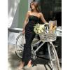 ZESICA Women’s 2026 Summer Floral Strapless Maxi Dress Bodycon Tube Side Slit Mesh Wedding Guest Cocktail Party Long Dresses(Black)