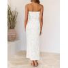 ZESICA Women’s 2026 Summer Floral Strapless Maxi Dress Bodycon Tube Side Slit Mesh Wedding Guest Cocktail Party Long Dresses(White)