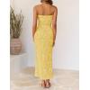 ZESICA Women’s 2026 Summer Floral Strapless Maxi Dress Bodycon Tube Side Slit Mesh Wedding Guest Cocktail Party Long Dresses(Yellow)