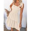 ZESICA Women’s 2026 Summer Spaghetti Strap Sleeveless Square Neck Ruffle A Line Swing Mini Dress(Apricot)