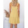 ZESICA Women’s 2026 Summer Spaghetti Strap Sleeveless Square Neck Ruffle A Line Swing Mini Dress(Light Yellow)