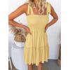 ZESICA Women’s 2026 Summer Spaghetti Strap Sleeveless Square Neck Ruffle A Line Swing Mini Dress(Light Yellow)