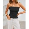 ZESICA Womens Summer Strapless Tube Tops 2026 Bandeau Off Shoulder Knit Top Slim Fit Crop Ruched Beach Vacation Outfits(Black)