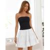 ZESICA Womens Summer Strapless Tube Tops 2026 Bandeau Off Shoulder Knit Top Slim Fit Crop Ruched Beach Vacation Outfits(Black)