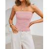 ZESICA Womens Summer Strapless Tube Tops 2026 Bandeau Off Shoulder Knit Top Slim Fit Crop Ruched Beach Vacation Outfits(Pink)