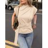 ZESICA Women’s 2026 Summer Cap Sleeve Blouse Mock Neck Business Casual Tops Spring Dressy Tunic Work Shirts(Apricot)