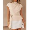 ZESICA Women’s 2026 Summer Cap Sleeve Blouse Mock Neck Business Casual Tops Spring Dressy Tunic Work Shirts(Apricot)