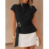ZESICA Women’s 2026 Summer Cap Sleeve Blouse Mock Neck Business Casual Tops Spring Dressy Tunic Work Shirts(Black)