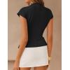 ZESICA Women’s 2026 Summer Cap Sleeve Blouse Mock Neck Business Casual Tops Spring Dressy Tunic Work Shirts(Black)