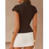 ZESICA Women’s 2026 Summer Cap Sleeve Blouse Mock Neck Business Casual Tops Spring Dressy Tunic Work Shirts(Brown)