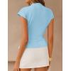 ZESICA Women’s 2026 Summer Cap Sleeve Blouse Mock Neck Business Casual Tops Spring Dressy Tunic Work Shirts(Lightblue)