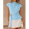 ZESICA Women’s 2026 Summer Cap Sleeve Blouse Mock Neck Business Casual Tops Spring Dressy Tunic Work Shirts(Lightblue)