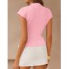 ZESICA Women’s 2026 Summer Cap Sleeve Blouse Mock Neck Business Casual Tops Spring Dressy Tunic Work Shirts(Pink)