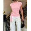 ZESICA Women’s 2026 Summer Cap Sleeve Blouse Mock Neck Business Casual Tops Spring Dressy Tunic Work Shirts(Pink)
