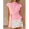 ZESICA Women’s 2026 Summer Cap Sleeve Blouse Mock Neck Business Casual Tops Spring Dressy Tunic Work Shirts(Pink)