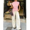 ZESICA Women’s 2026 Summer Cap Sleeve Blouse Mock Neck Business Casual Tops Spring Dressy Tunic Work Shirts(Pink)