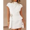 ZESICA Women’s 2026 Summer Cap Sleeve Blouse Mock Neck Business Casual Tops Spring Dressy Tunic Work Shirts(White)