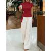 ZESICA Women’s 2026 Summer Cap Sleeve Blouse Mock Neck Business Casual Tops Spring Dressy Tunic Work Shirts(Wine)