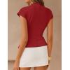 ZESICA Women’s 2026 Summer Cap Sleeve Blouse Mock Neck Business Casual Tops Spring Dressy Tunic Work Shirts(Wine)