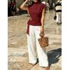 ZESICA Women’s 2026 Summer Cap Sleeve Blouse Mock Neck Business Casual Tops Spring Dressy Tunic Work Shirts(Wine)